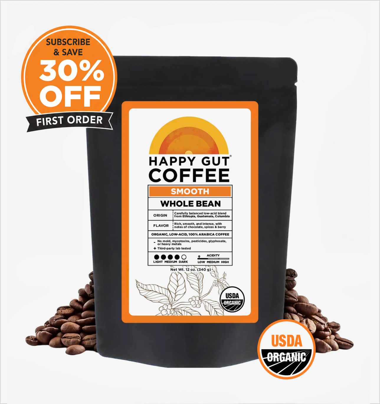 Happy Gut Coffee - Enjoy Without Bloating, Acid Reflux, or Jitters